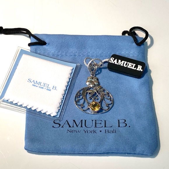 New Samuel B. Citrine, Sterling & 18k Gold Pendant - Picture 8 of 9